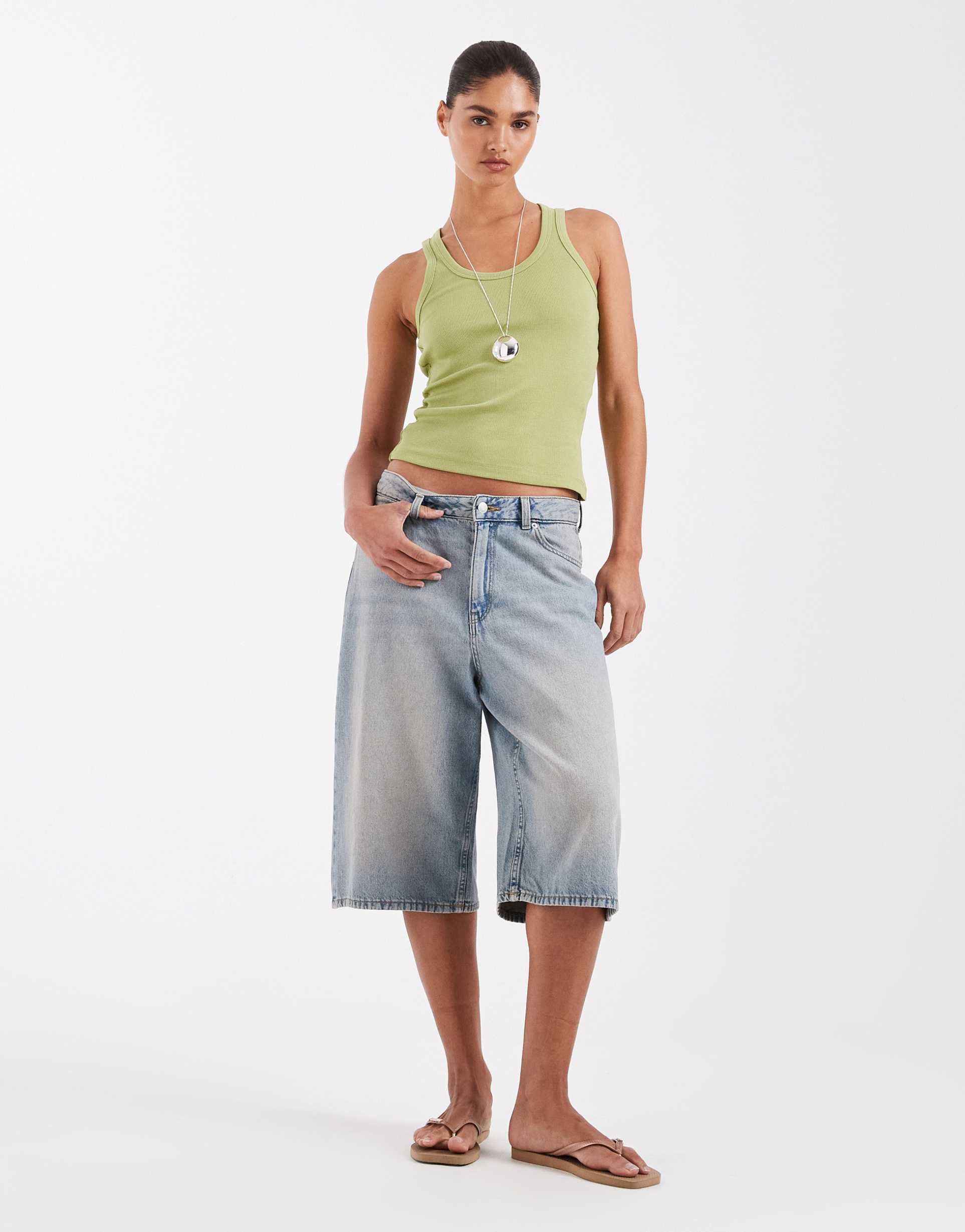 jjxx kyoto baggy denim jorts in light blue