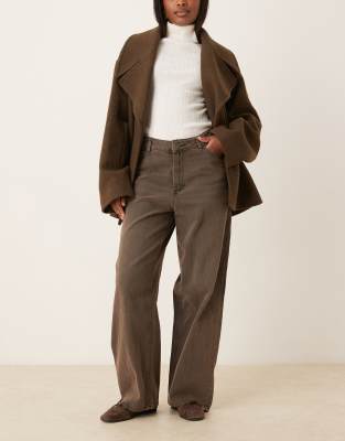 JJXX - Kyoto - Weite Jeans in Dunkelbraun-Brown