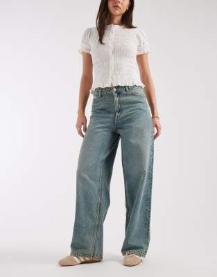 JJXX - Kyoto - Weite Jeans in Vintage-Waschung-Blau