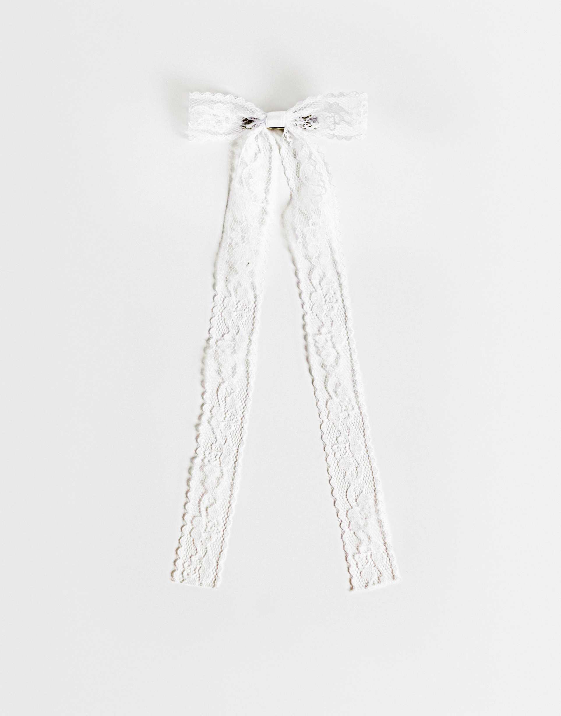 jjxx lace bow hair clip in white