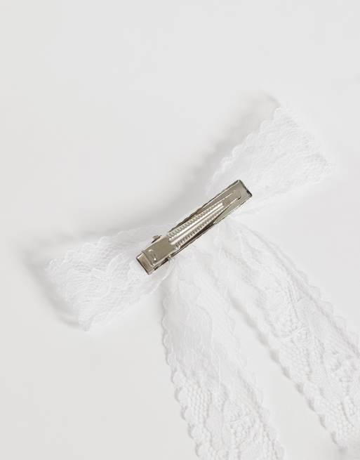 JJXX lace bow hair clip in white, 2 of 3