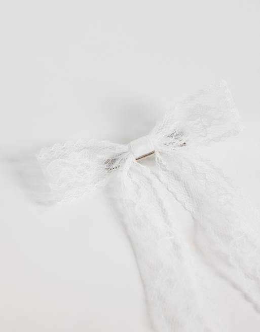 JJXX lace bow hair clip in white, 3 of 3