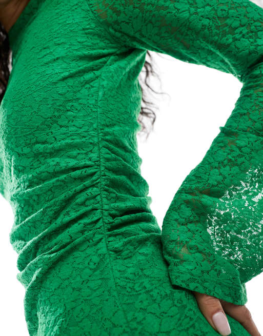 JJXX lace mini dress in green, 3 of 4