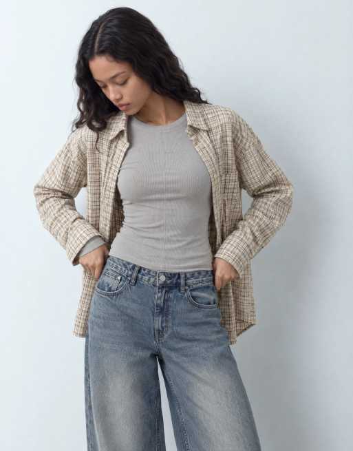 JJXX Langarm-Rippoberteil mit Nahtdetails in Taupe, 7 von 9