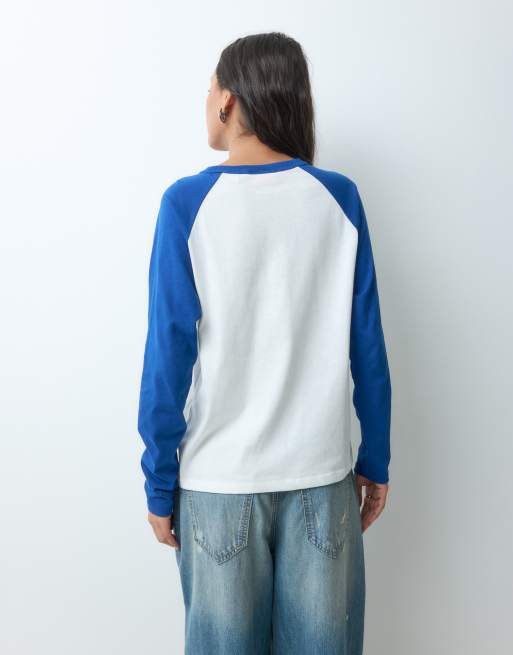 JJXX långärmad raglan-t-shirt i blått, 4 av 5