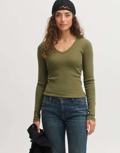 JJXX langärmliges T-Shirt in burnt olive - view 1