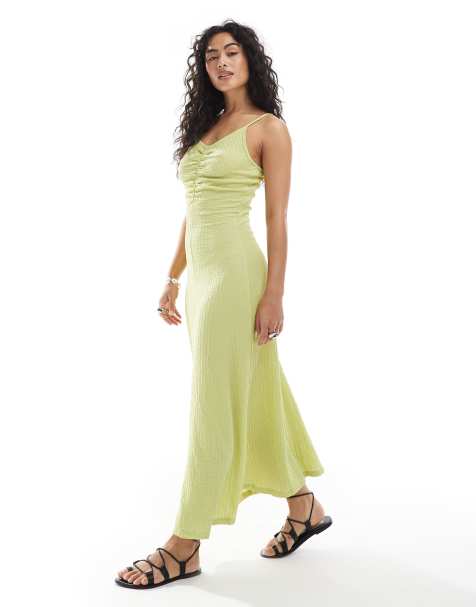 JJXX – Langes Kleid in Grün mit Knitterstruktur - view 1