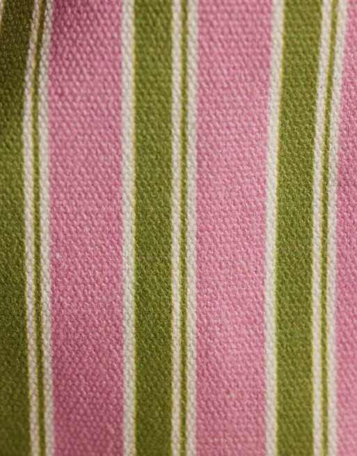 JJXX large striped tote bag in green and pink, 3 of 4