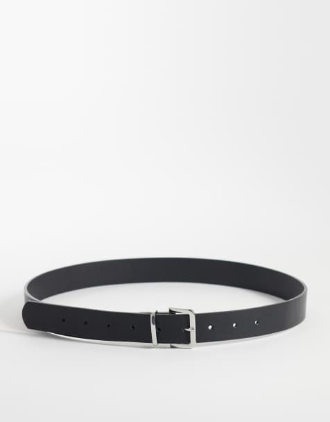 JJXX leather mix square buckle belt in black - view 1