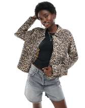 Kaiia square neck top in leopard print