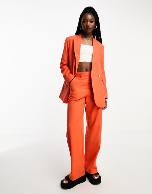 JJXX linen blazer co ord in orange