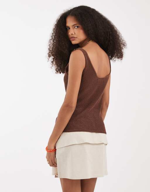 JJXX linen blend asymetric tie waist mini skirt in beige | ASOS