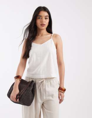 JJXX JJXX linen blend cami top in white