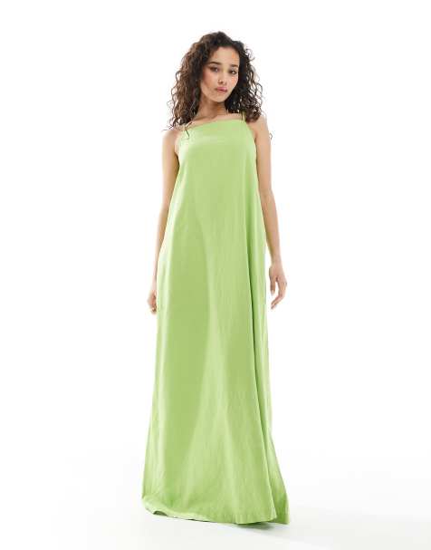 JJXX linen blend long dress in green - view 1