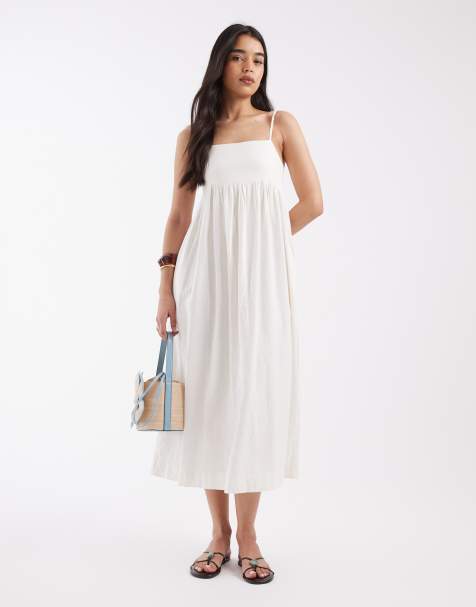 JJXX linen-blend maxi dress in white - view 1