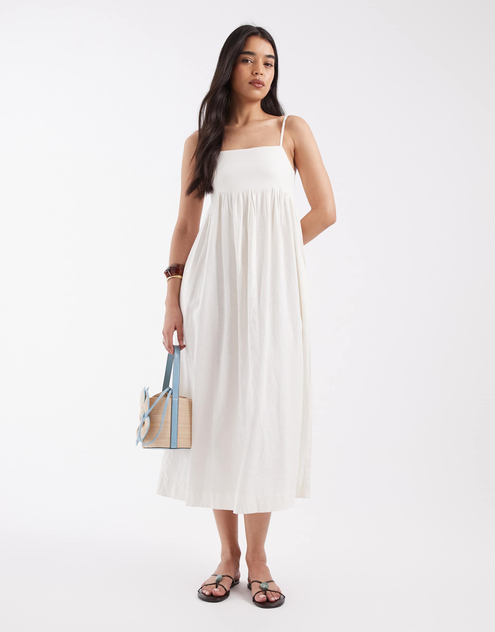 jjxx linen blend maxi dress in white
