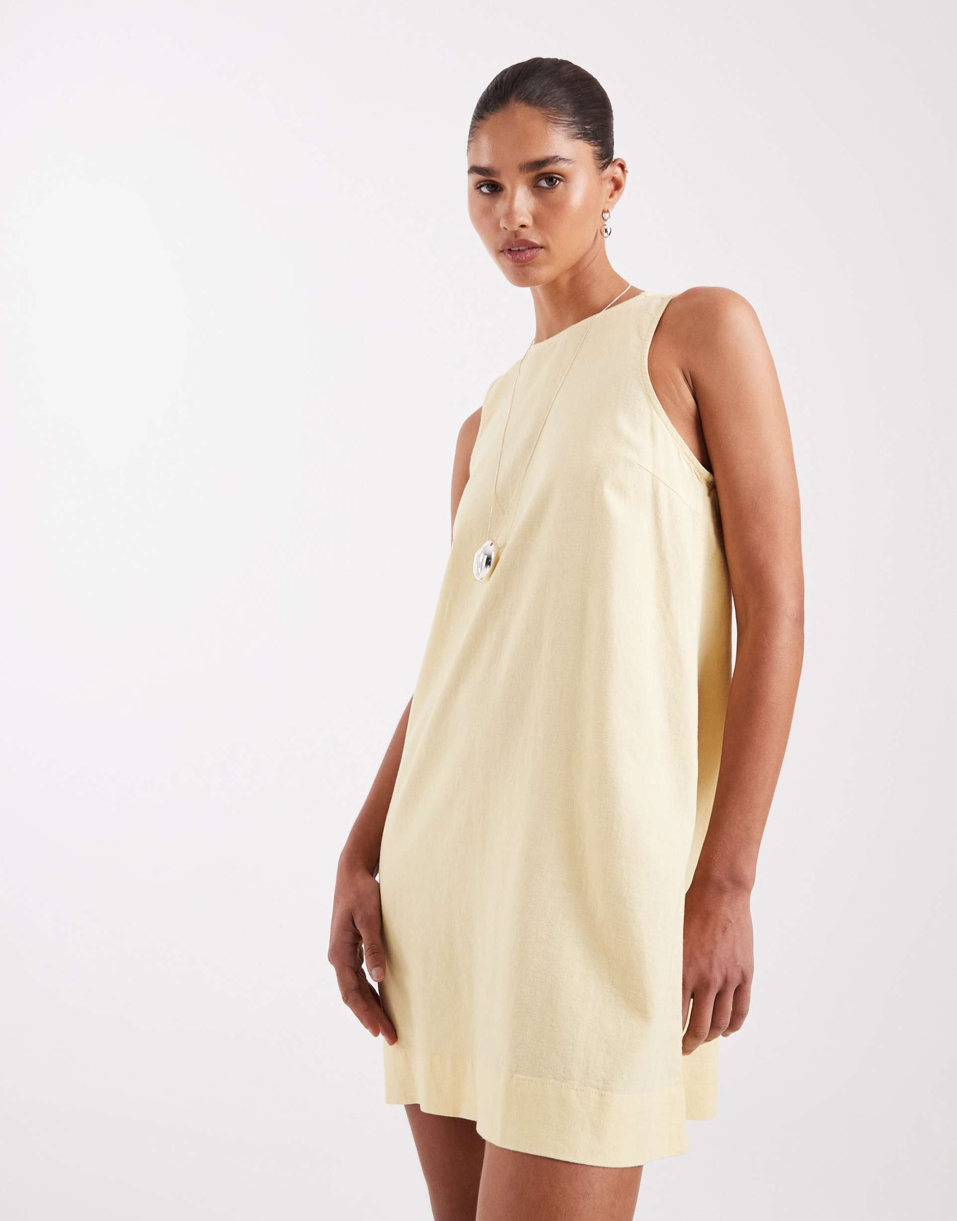 jjxx linen blend mini dress in sunlight yellow