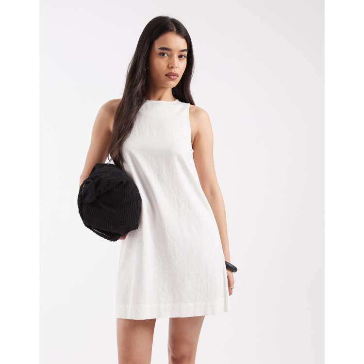 JJXX linen blend mini dress in white | ASOS