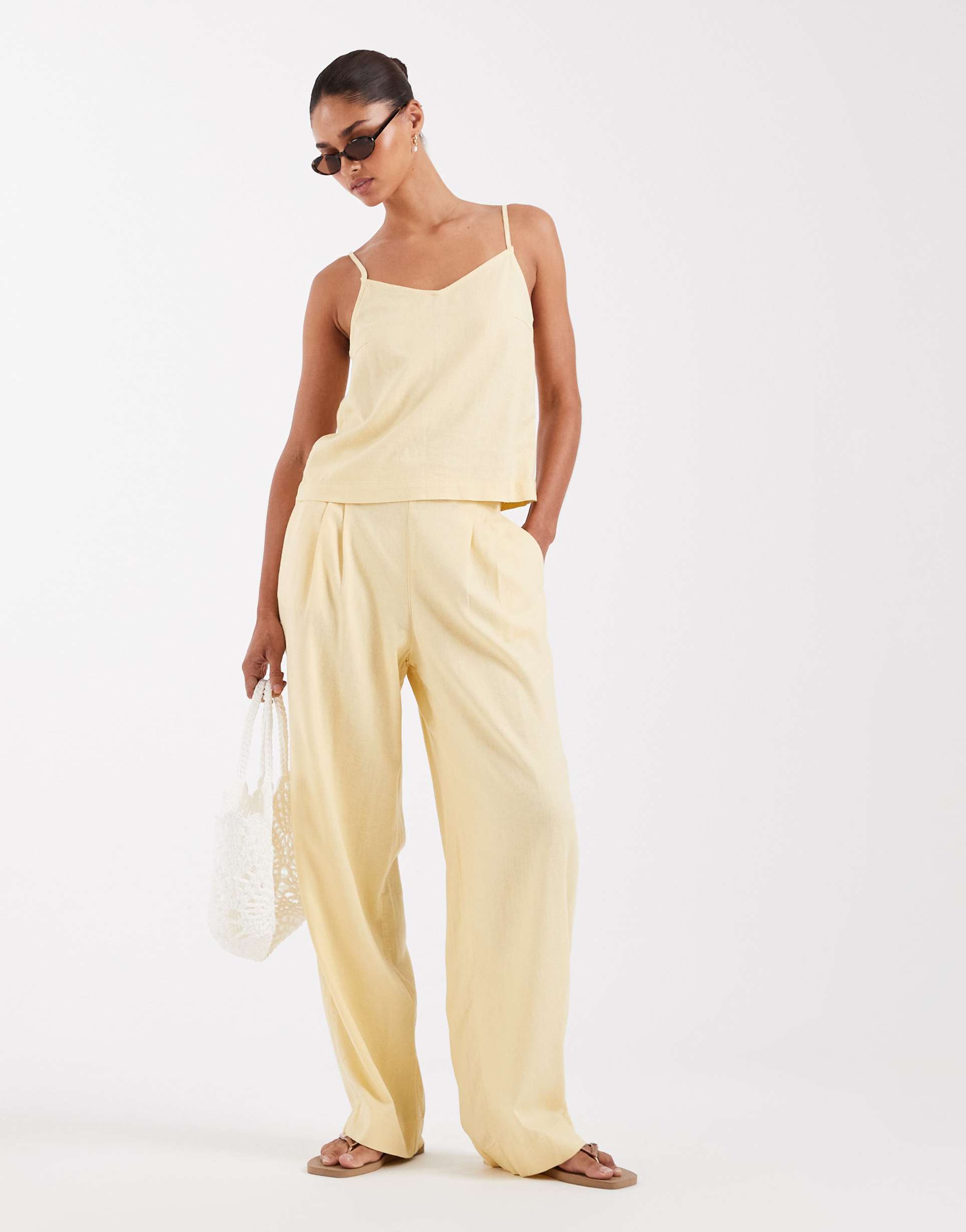 jjxx linen blend pants in sunlight yellow - part of a set