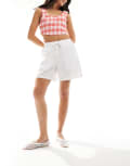 [JJXX] JJXX linen blend pull on shorts in white 4-6 White