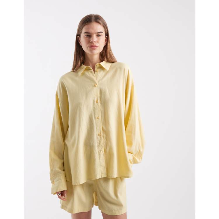 JJXX linen blend shirt in butter yellow - part of a set | ASOS