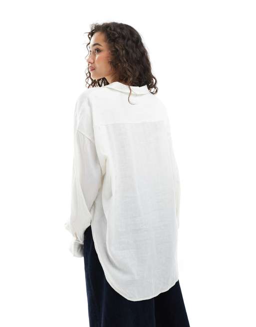 JJXX linen blend shirt in white, 3 of 4