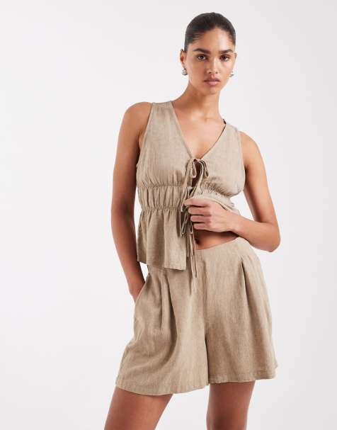 JJXX linen-blend shorts in beige (Part of a set) - view 1