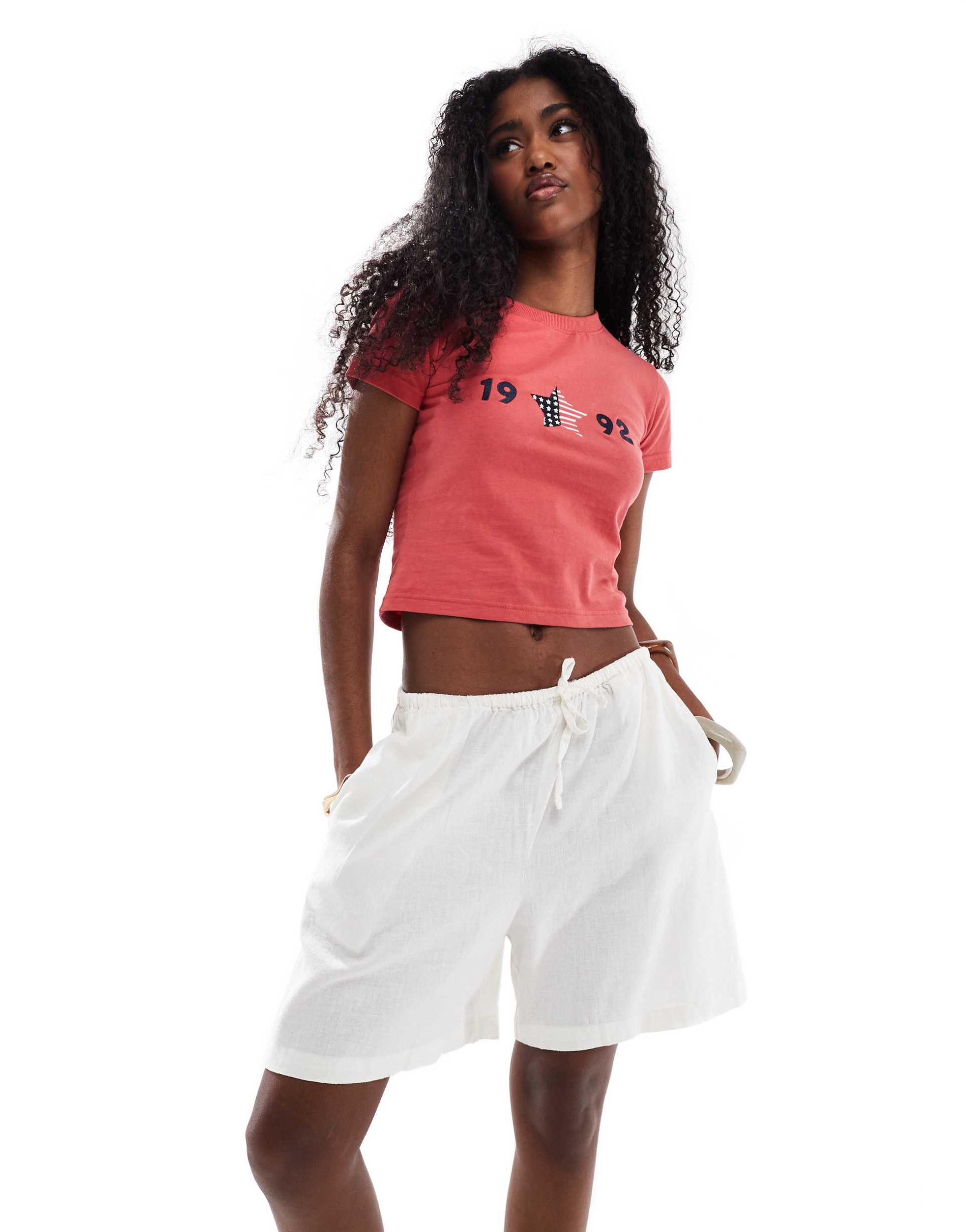jjxx linen blend shorts in white