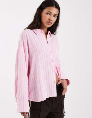 Jjxx Linen Blend Stripe Shirt In Pink