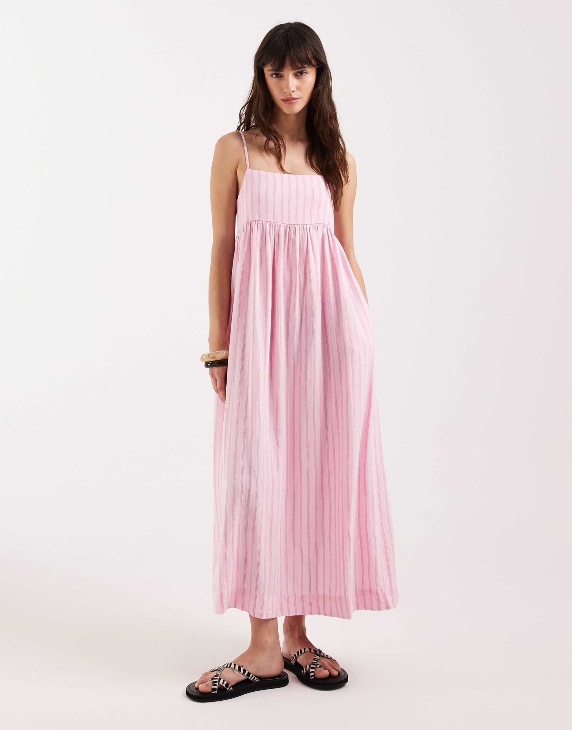 jjxx linen blend striped maxi dress in pink