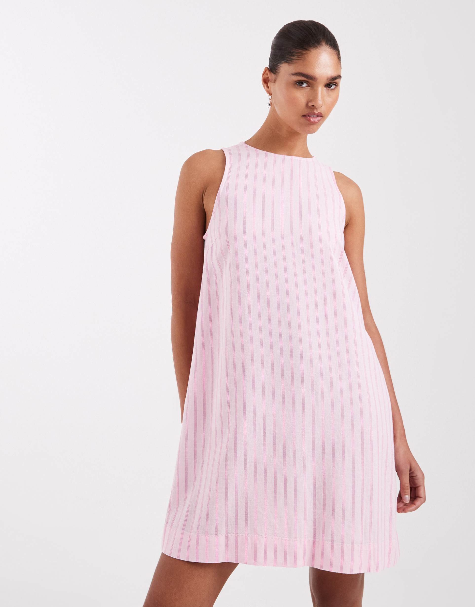 jjxx linen blend striped mini dress in pink