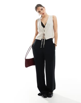 Jjxx Linen Blend Tie Up Vest Top In White