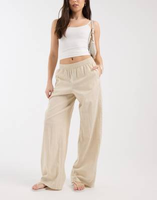 JJXX JJXX linen blend trousers in beige-Neutral