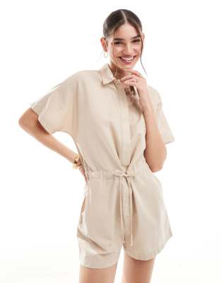 Jjxx Linen Mix Romper In Beige-neutral