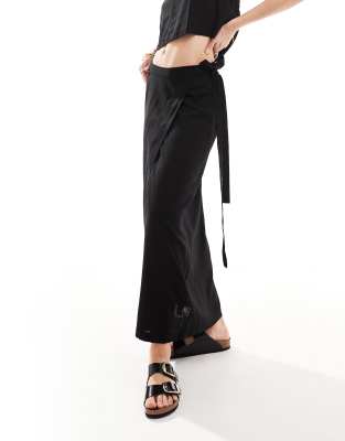 JJXX linen mix wrap maxi skirt in black - part of a set | ASOS