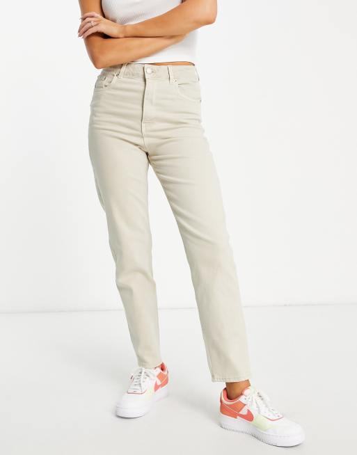 High waisted khaki mom on sale jeans