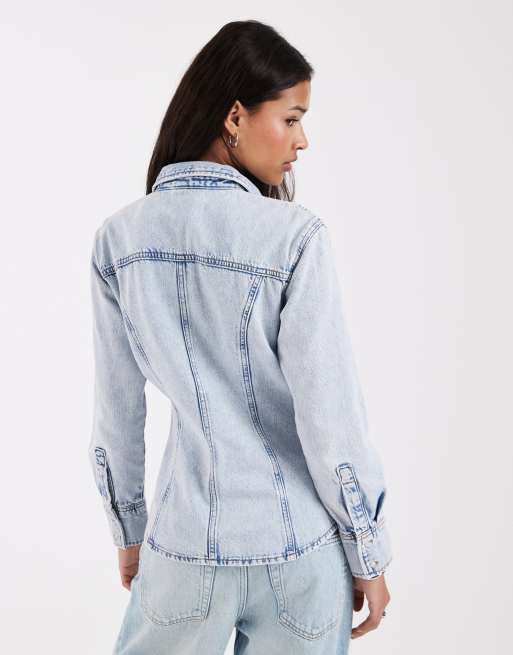 JJXX – Ljusblå, figurnära jeanstopp med långa ärmar, 4 av 4