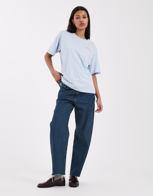 JJXX – Ljusblå t-shirt i oversize med blomtryck, 2 av 4
