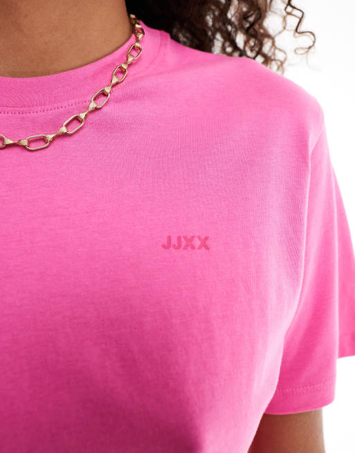 JJXX logo t-shirt in bright pink