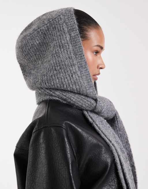 JJXX long hooded scarf in gray, 3 of 3