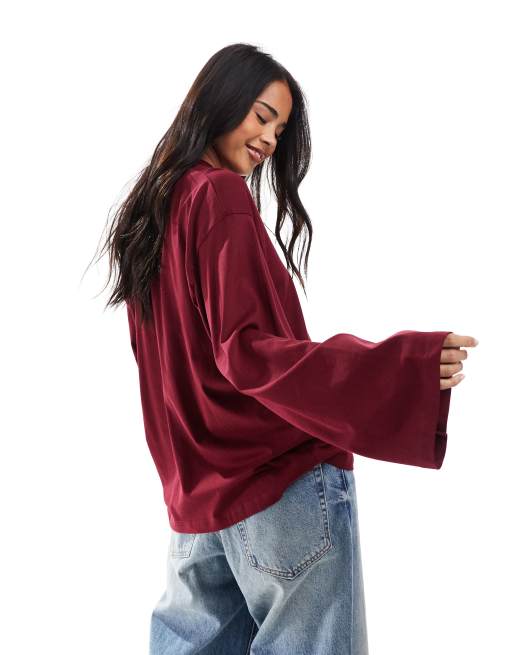 JJXX long sleeve polo in burgundy