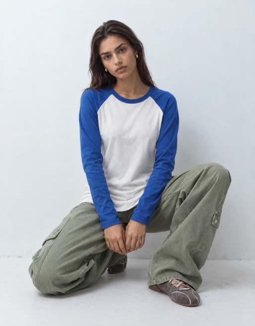 JJXX long sleeve raglan tshirt in blue, 7 of 10