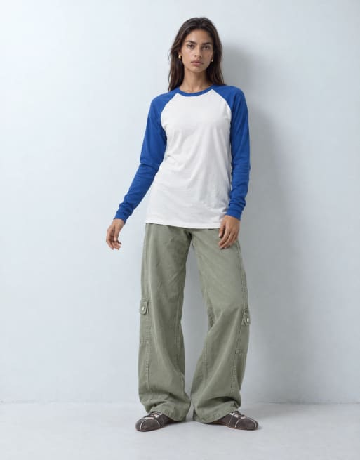 JJXX long sleeve raglan tshirt in blue, 9 of 10