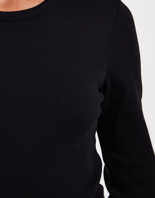 JJXX long sleeve ribbed top in black, 4 of 4