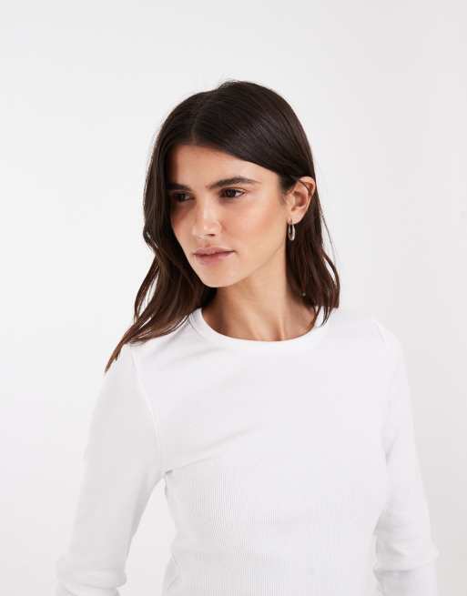 JJXX long sleeve ribbed top in white, 2 of 4