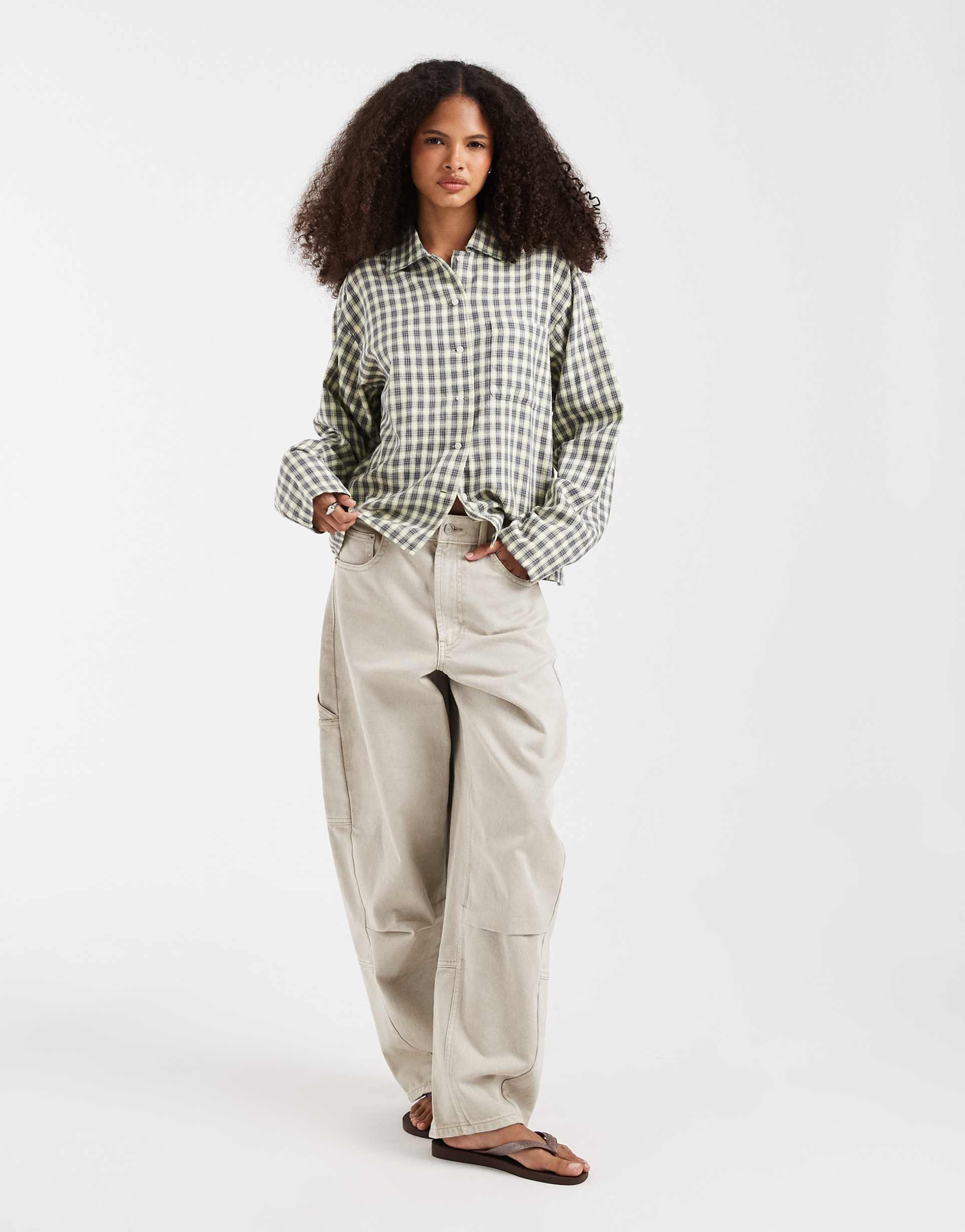 jjxx long sleeve shirt in gray and yellow plaid
