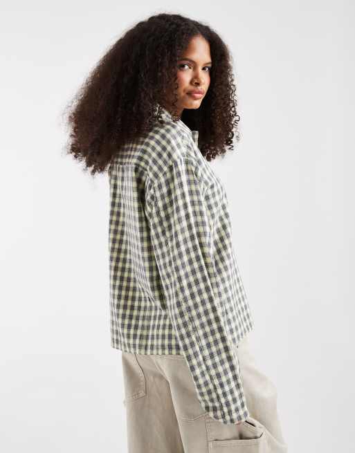 JJXX long sleeve shirt in grey and yellow check, 3 of 4