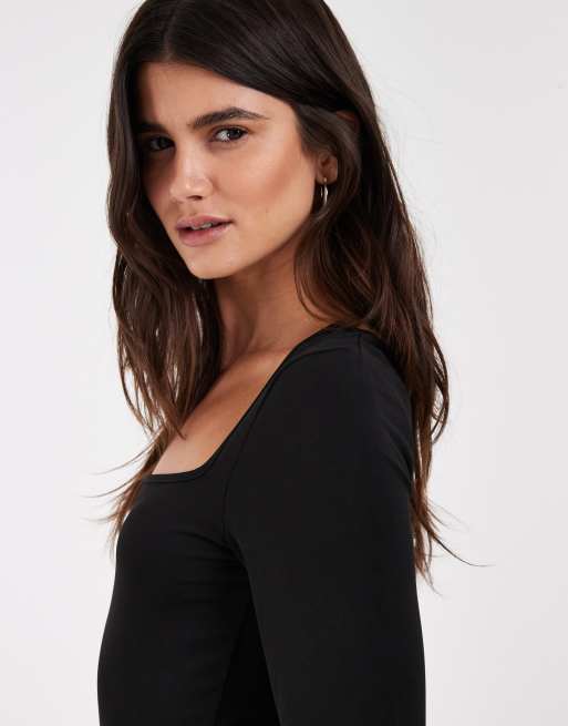 JJXX long sleeve square neck bodysuit in black, 2 of 4