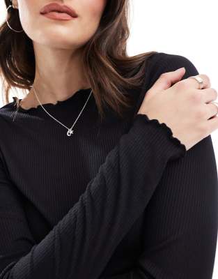 Jjxx Long Sleeve T-shirt With Lettuce Hem In Black