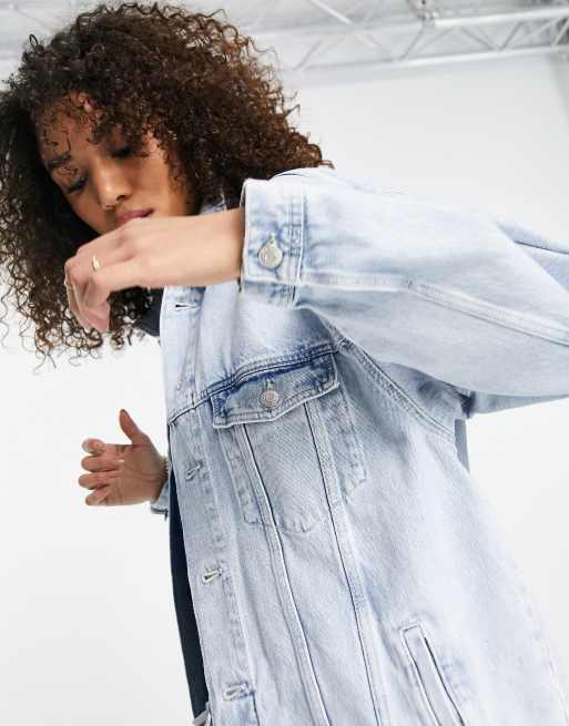 Oversized longline denim on sale jacket